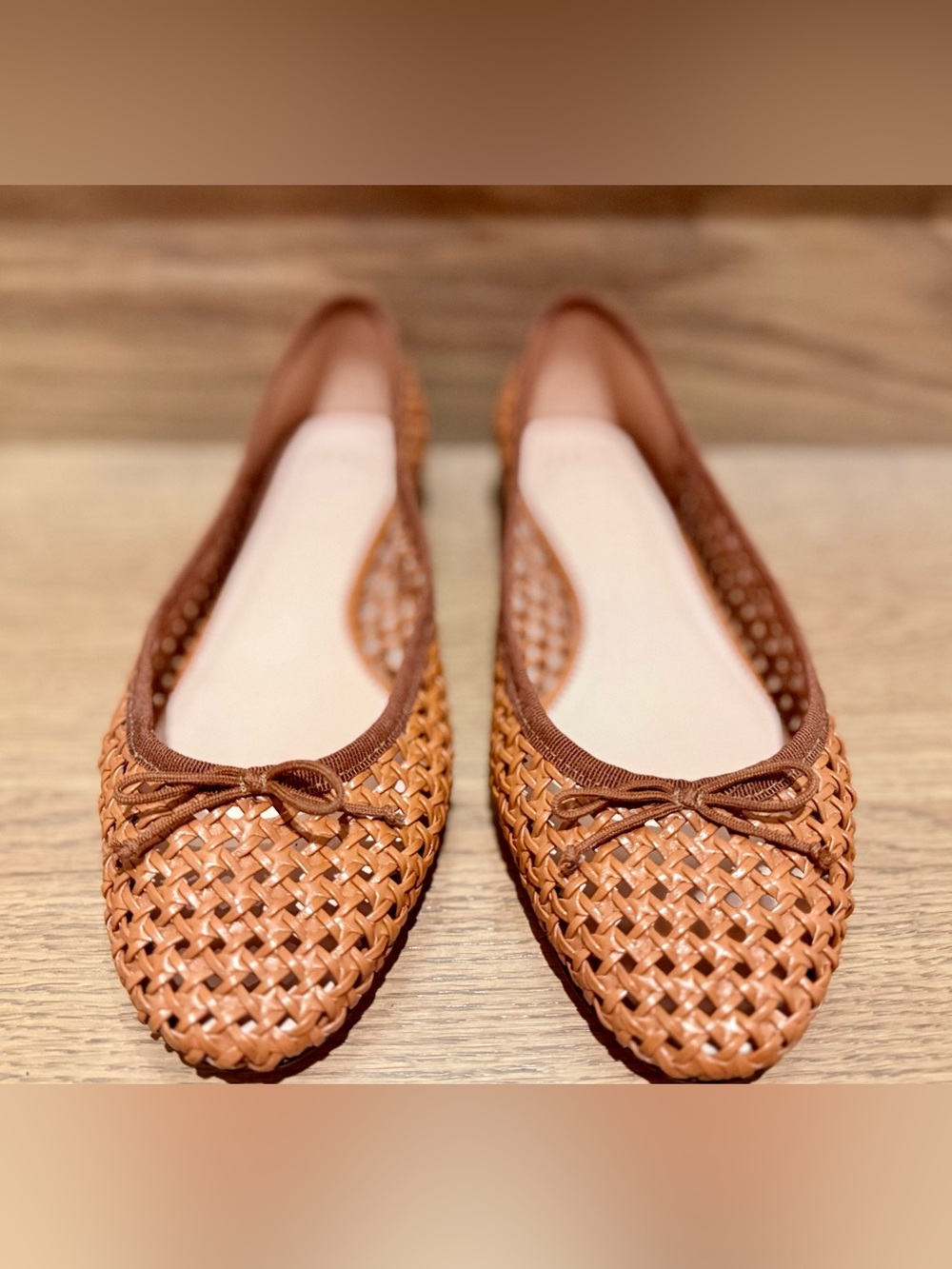 New J.Crew Woven Ballet Flats Size 9 Cognac Brown Raffia Look - Picture 9 of 9